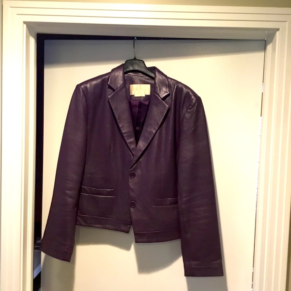 Leather Jacket in a striking Eggplant purple. Excellent condition. Size 10.